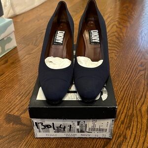 DKNY Women's Dark Blue Cotten Crepe Heels